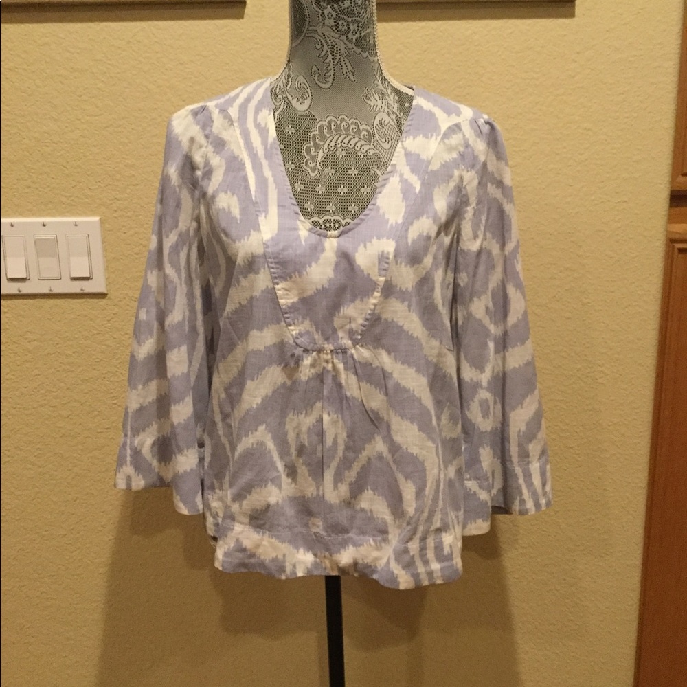 NEW! Anthropologie Abstract Print Peasant, Boho Wide Sleeve